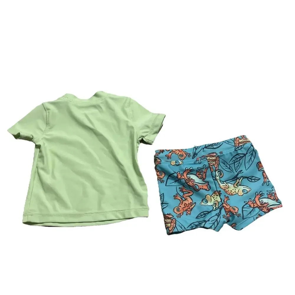 Boys CARTER'S swimsuit set 6 month rash guard Gecko‎ swim trunks H62